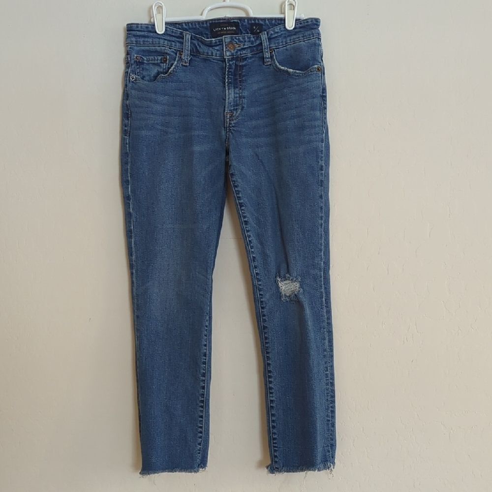 Lucky Brand Sweet Crop Low Rise Distressed Blue Denim Jean - Size 6/28